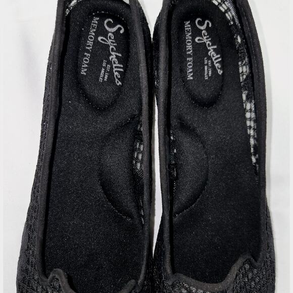 SEYCHELLES WOMEN'S BLACK MEMORY FOAM SEE-THRU MESH UPPER FLATS – SIZE 9W - Picture 5 of 12